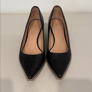 Coach Black Pointed Toe Heels with Gold Accents